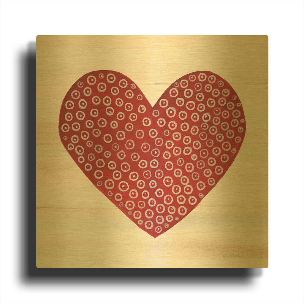 'Rustic Valentine Heart 3' By Kathleen Parr Gold Metal Wall Art