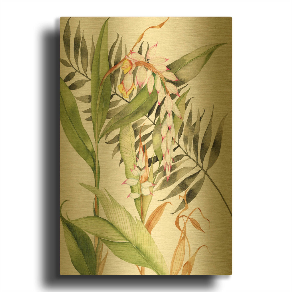 'Botanical Shell Ginger' By Kathleen Parr Gold Metal Wall Art