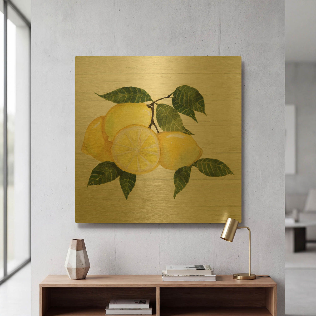 'Citrus Garden 6 Shiplap' By Kathleen Parr Gold Metal Wall Art
