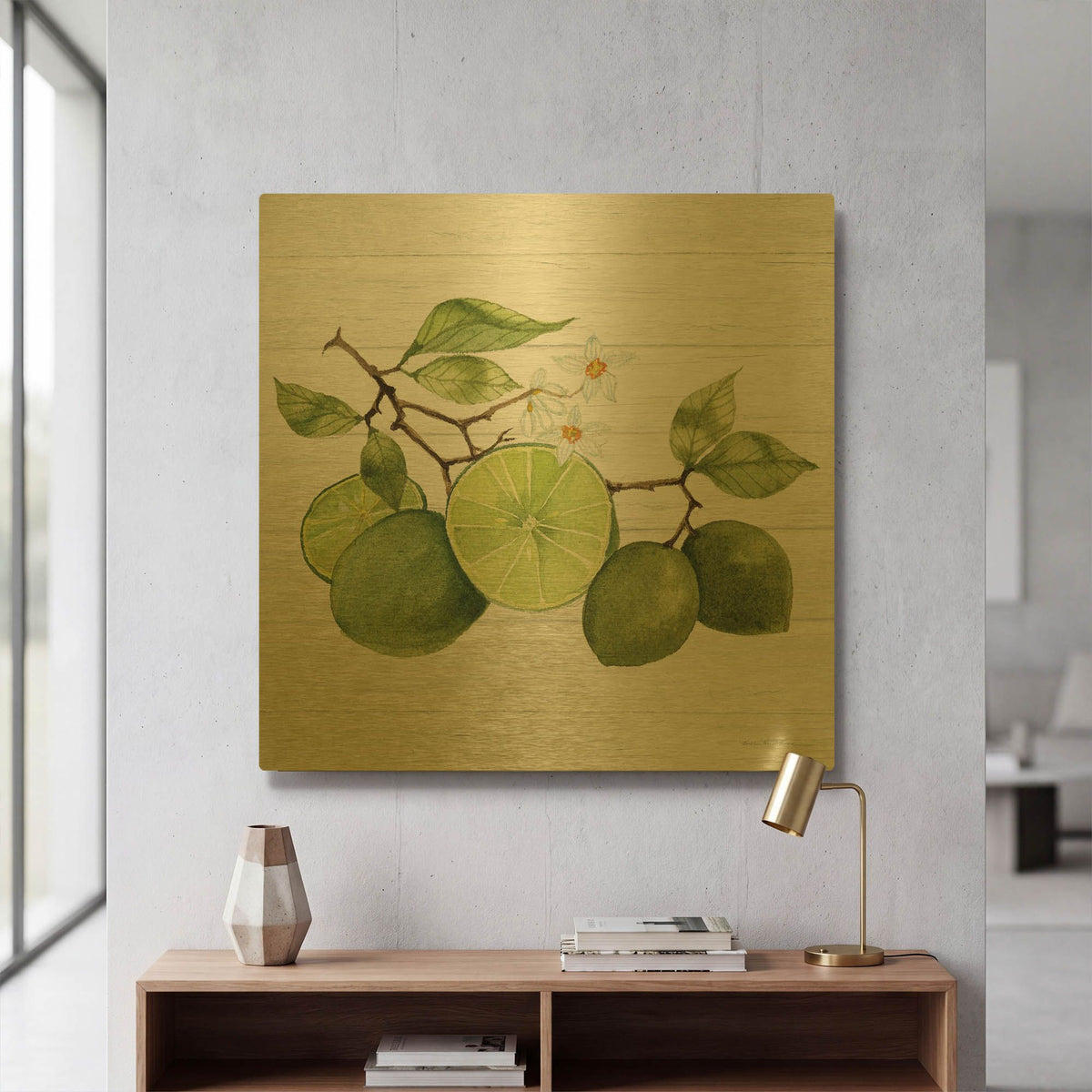 'Citrus Garden 7 Shiplap' By Kathleen Parr Gold Metal Wall Art