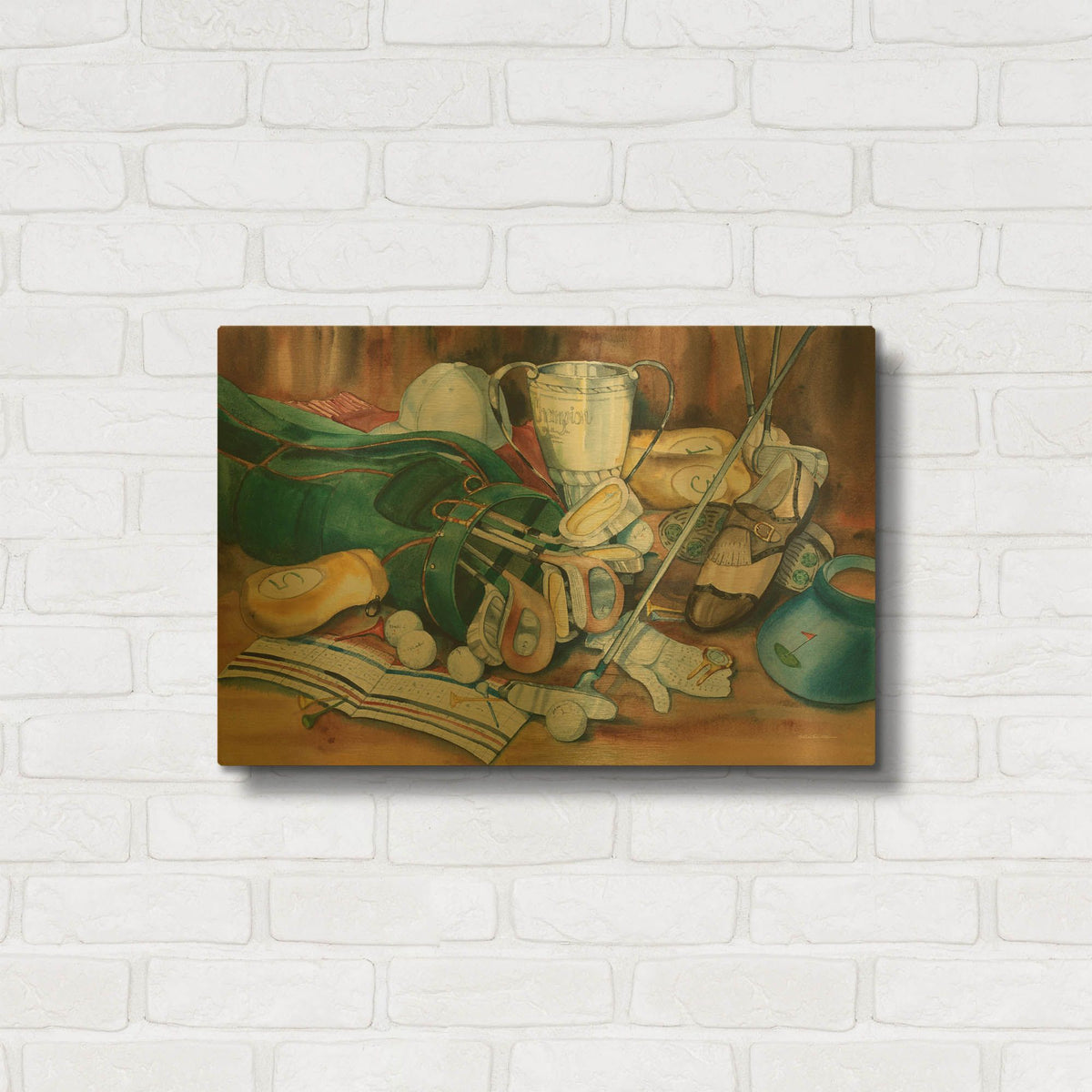 'World of Golf' By Kathleen Parr Gold Metal Wall Art