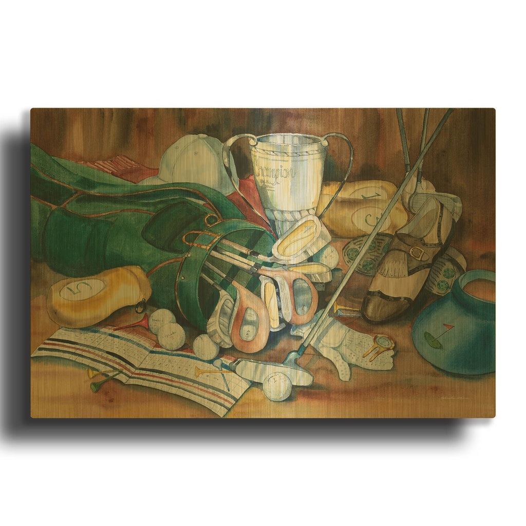'World of Golf' By Kathleen Parr Gold Metal Wall Art