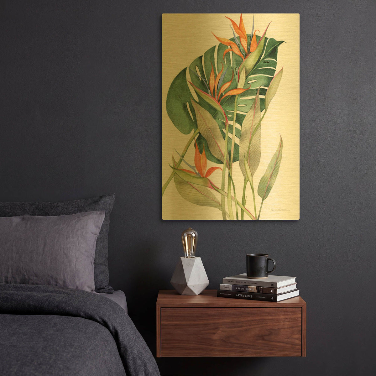 'Botanical Birds of Paradise' By Kathleen Parr Gold Metal Wall Art