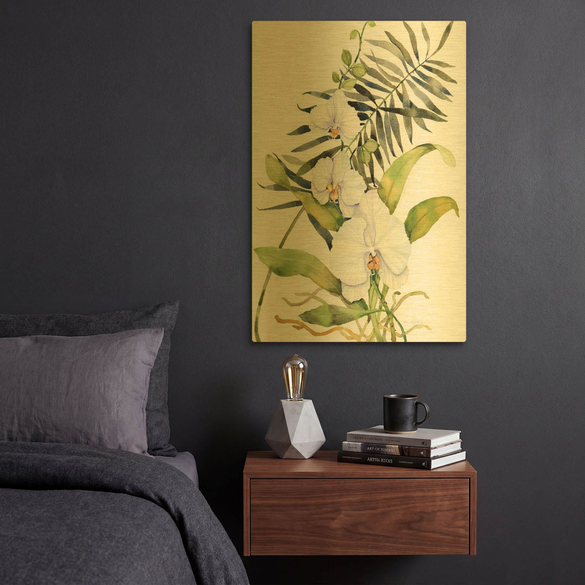 'Botanical Phalaenopsis' By Kathleen Parr Gold Metal Wall Art