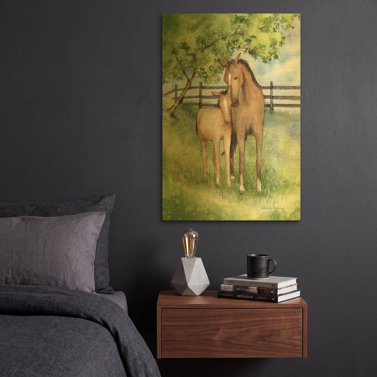 'Farm Family Horses' By Kathleen Parr Gold Metal Wall Art