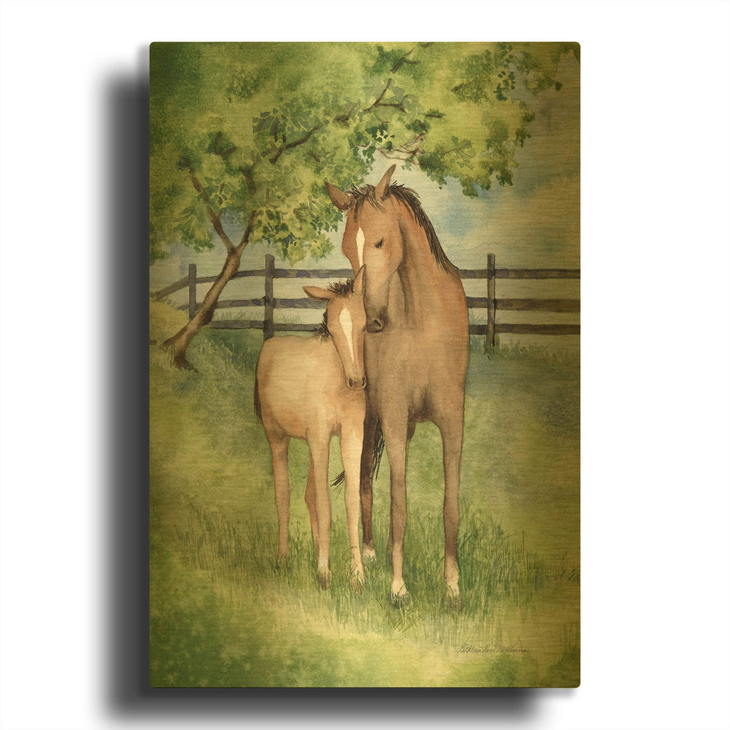 'Farm Family Horses' By Kathleen Parr Gold Metal Wall Art