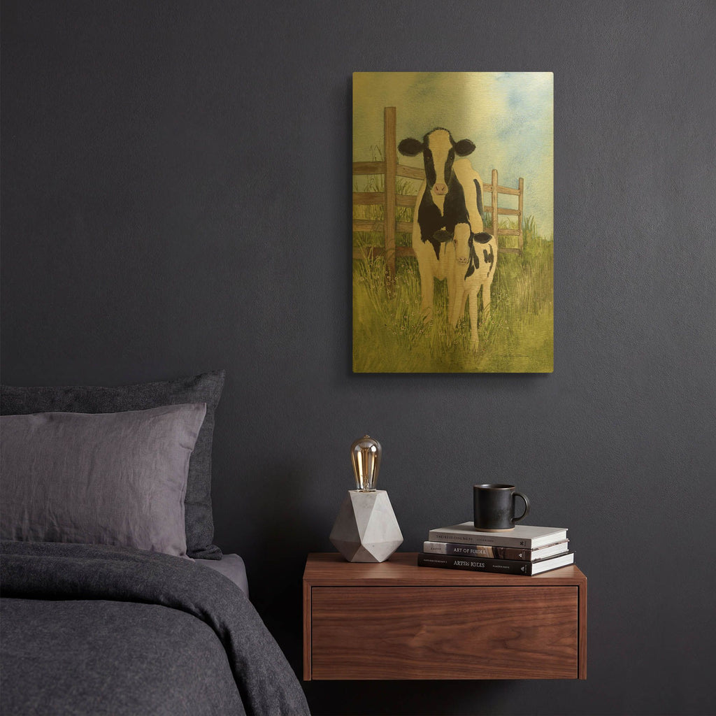 'Farm Family Cows' By Kathleen Parr Gold Metal Wall Art