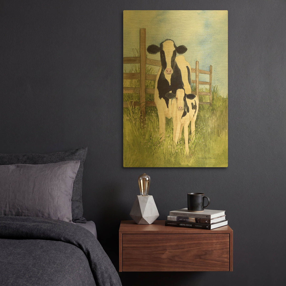 'Farm Family Cows' By Kathleen Parr Gold Metal Wall Art