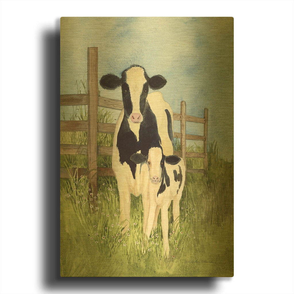 'Farm Family Cows' By Kathleen Parr Gold Metal Wall Art