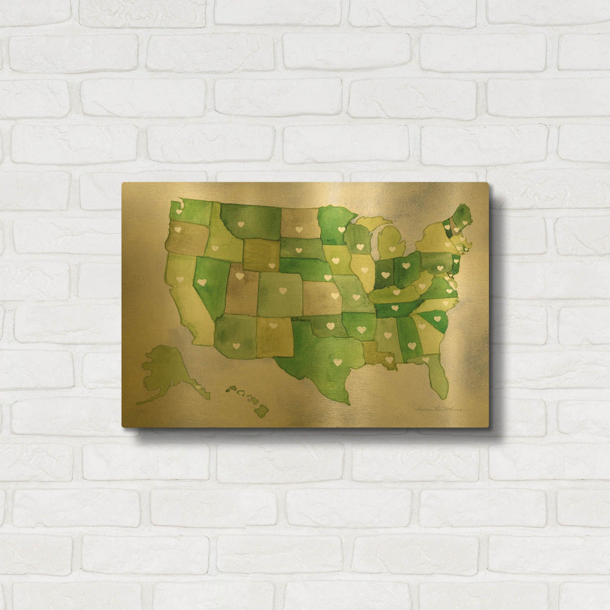 'USA Capital Map' By Kathleen Parr Gold Metal Wall Art