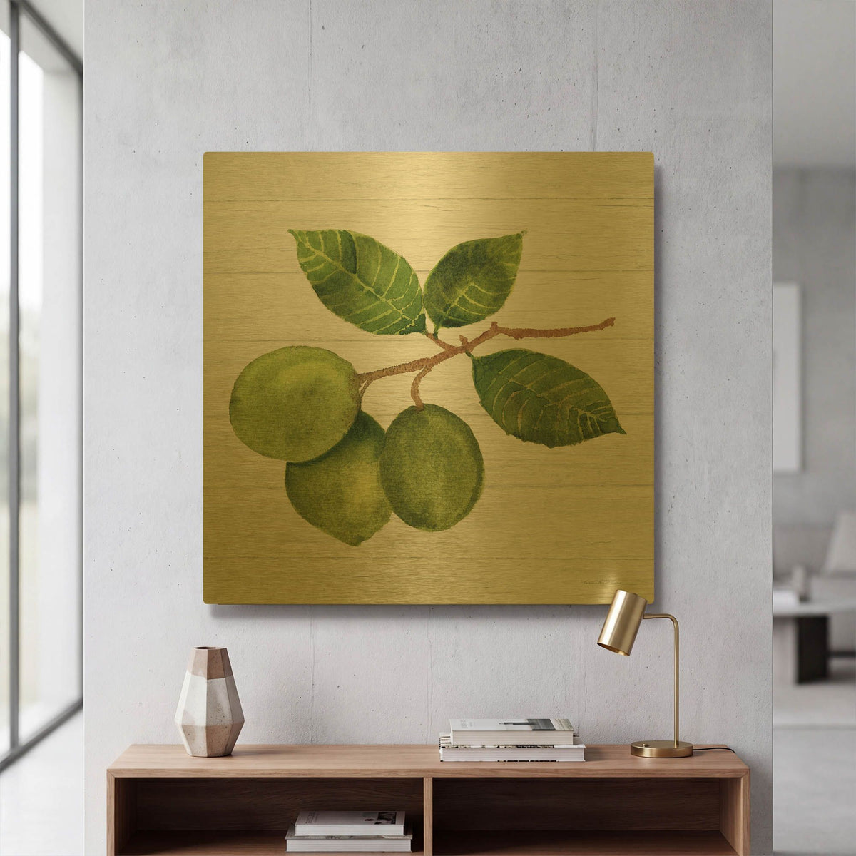'Citrus Garden 2 Shiplap' By Kathleen Parr Gold Metal Wall Art