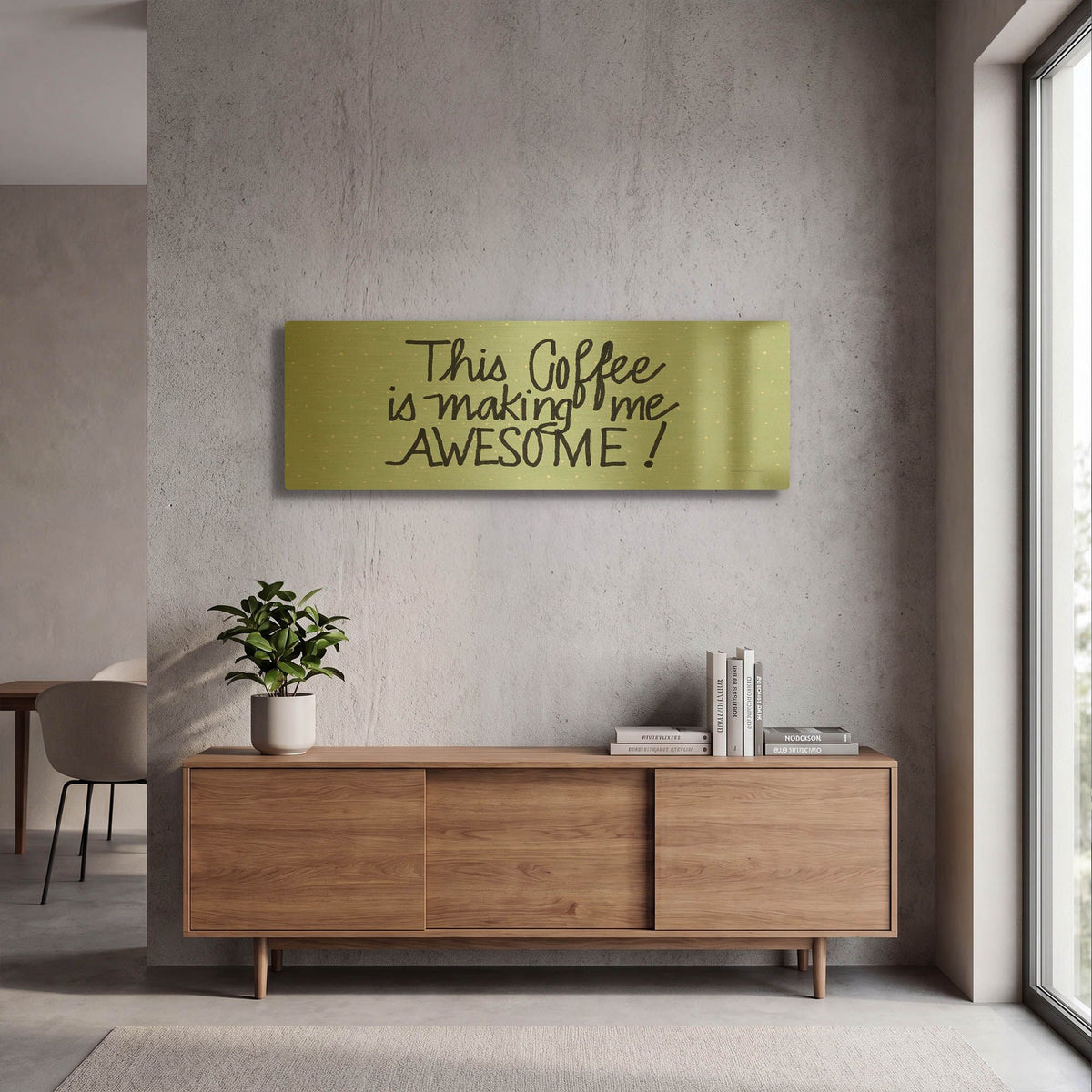'Awesome Coffee Blue' By Kathleen Parr Gold Metal Wall Art