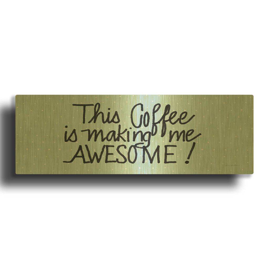 'Awesome Coffee Blue' By Kathleen Parr Gold Metal Wall Art