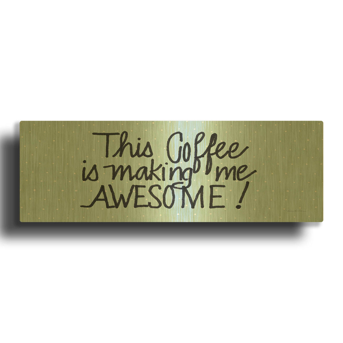 'Awesome Coffee Blue' By Kathleen Parr Gold Metal Wall Art