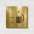 'Coffee Break VIII Tan' By Kathleen Parr Gold Metal Wall Art
