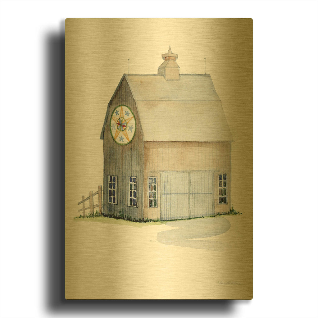 'Life on the Farm Barn Element 4' By Kathleen Parr Gold Metal Wall Art