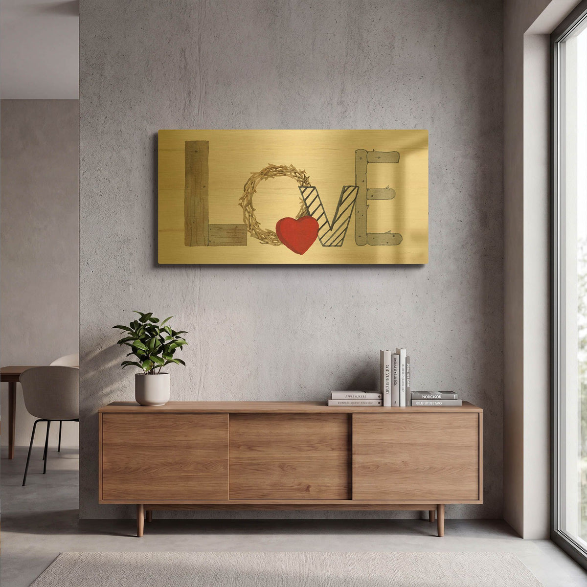 'Rustic Valentine Love' By Kathleen Parr Gold Metal Wall Art