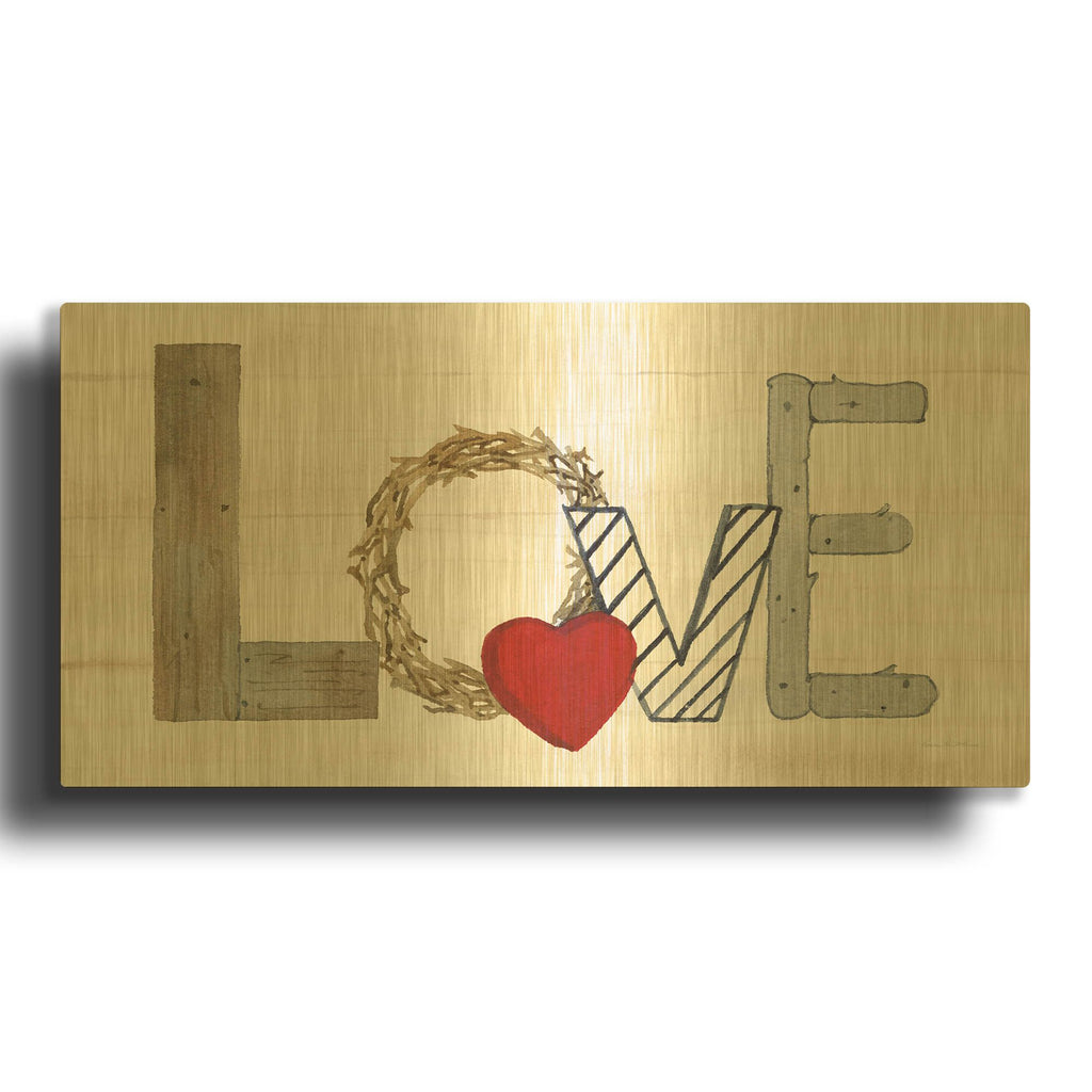 'Rustic Valentine Love' By Kathleen Parr Gold Metal Wall Art