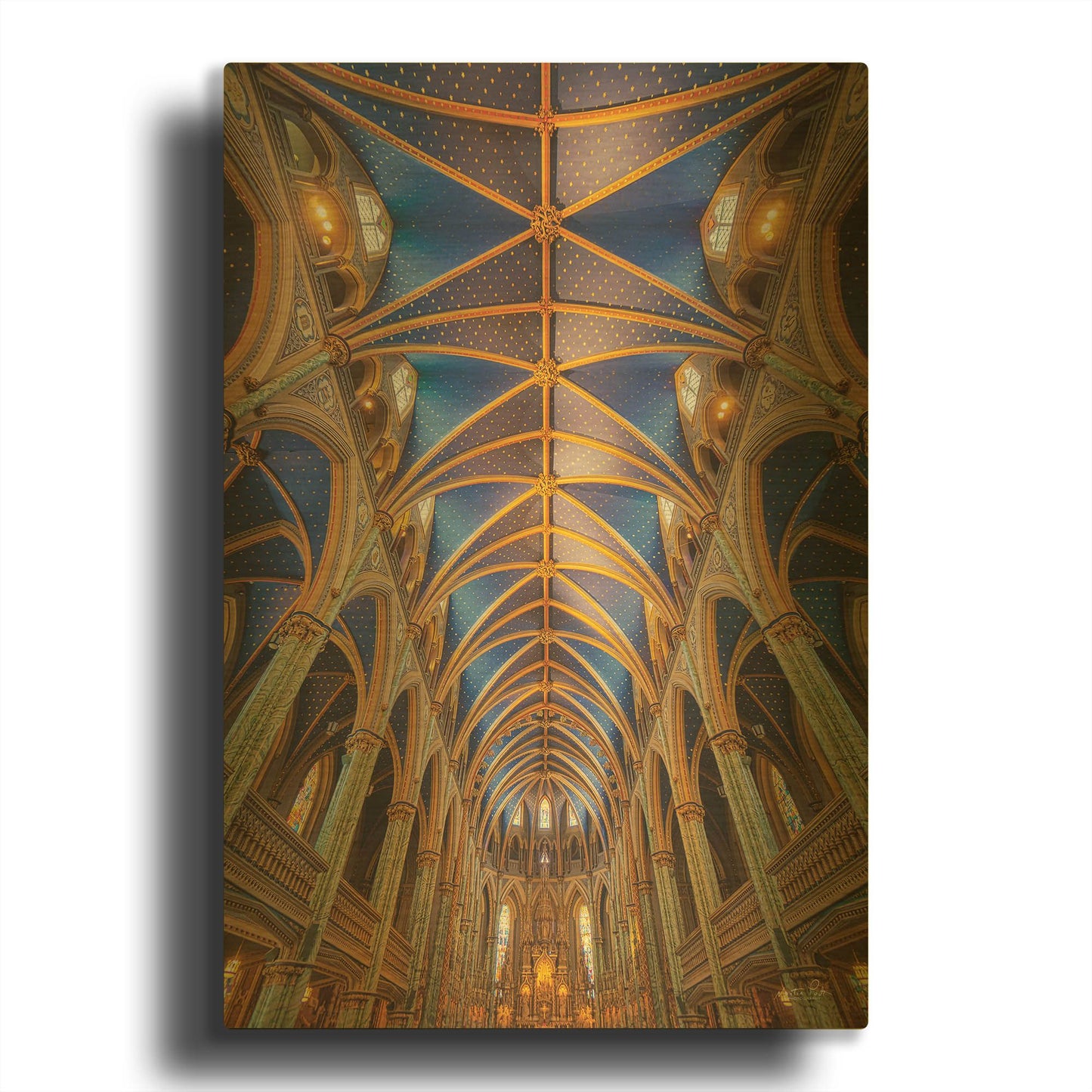 'Notre-Dame Cathedral Basilica' By Martin Podt Gold Metal Wall Art