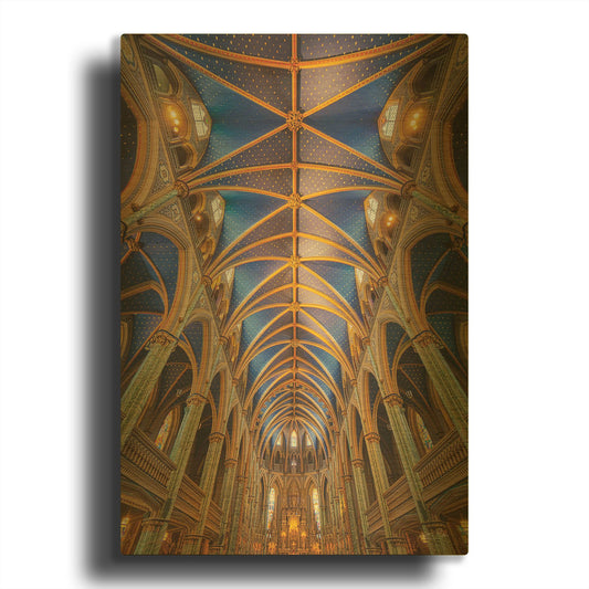 'Notre-Dame Cathedral Basilica' By Martin Podt Gold Metal Wall Art