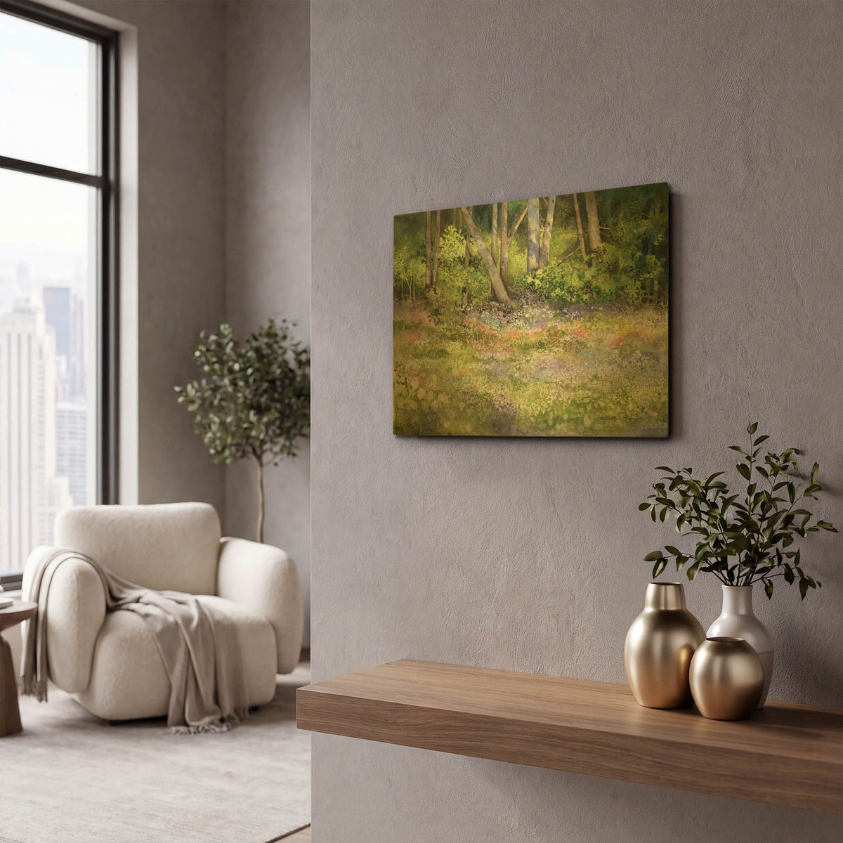 'Springtime Woods' By Kathleen Parr Gold Metal Wall Art