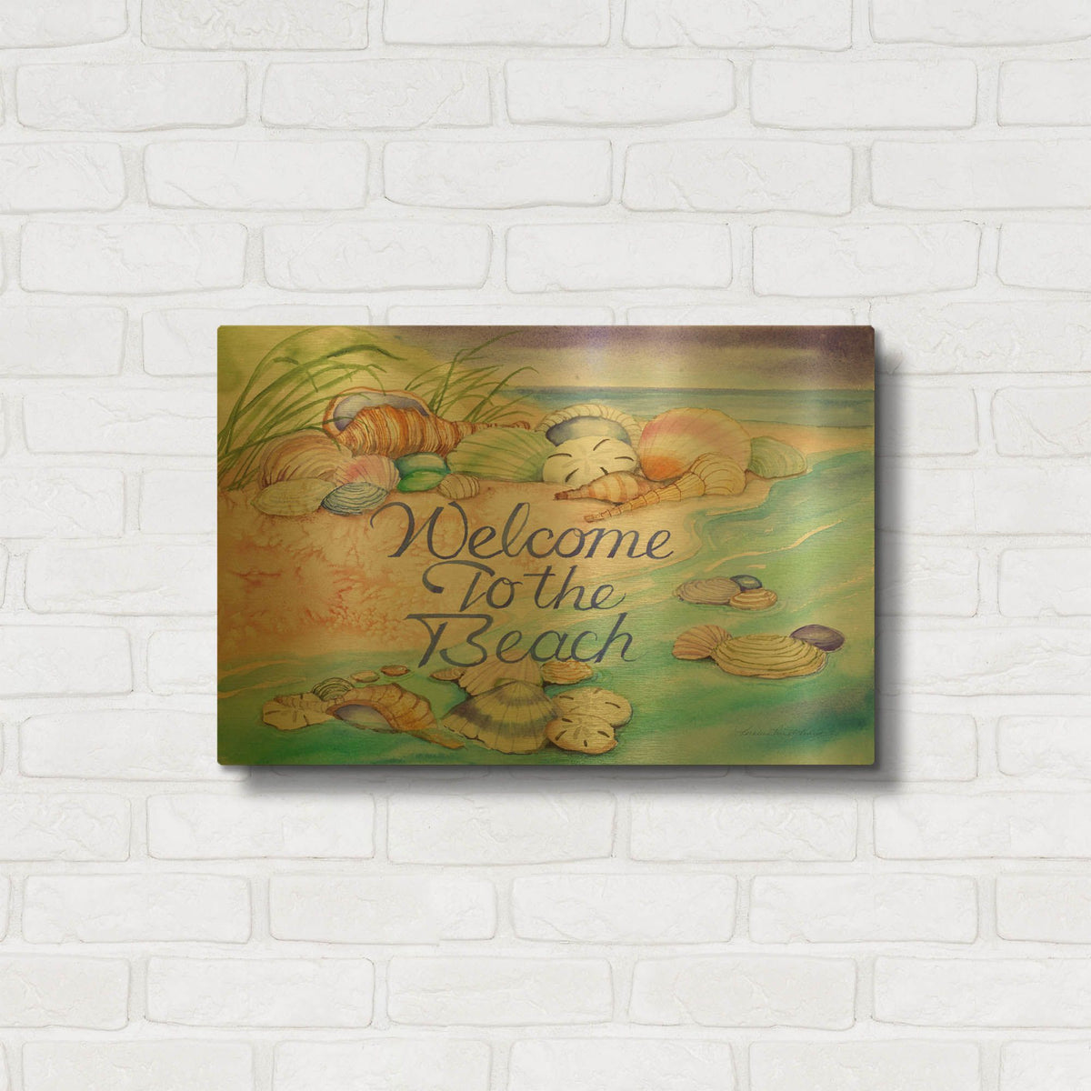 'Welcome to the Beach' By Kathleen Parr Gold Metal Wall Art