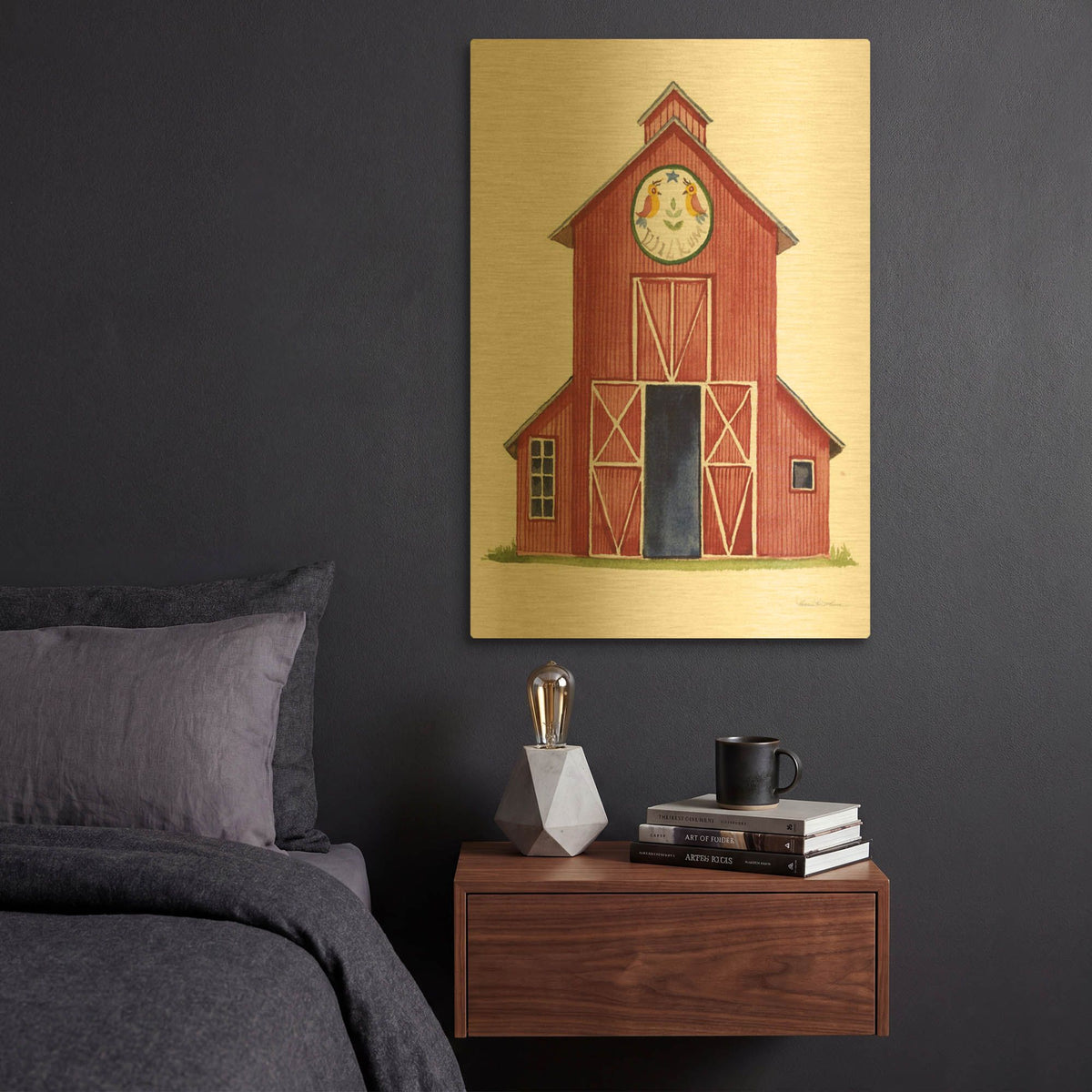 'Life on the Farm Barn Element 2' By Kathleen Parr Gold Metal Wall Art