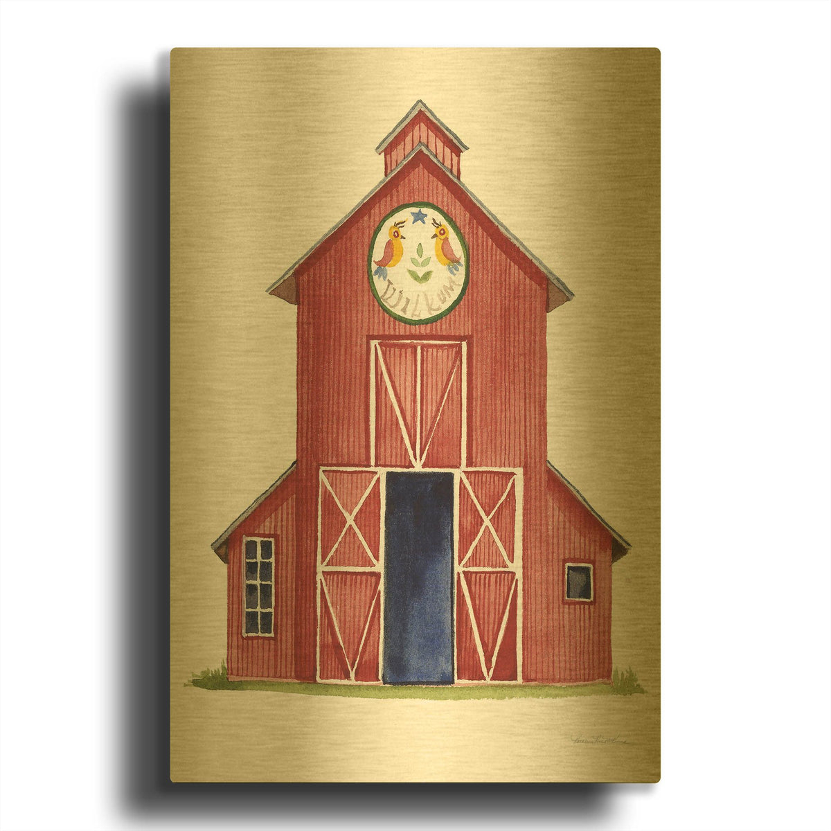 'Life on the Farm Barn Element 2' By Kathleen Parr Gold Metal Wall Art