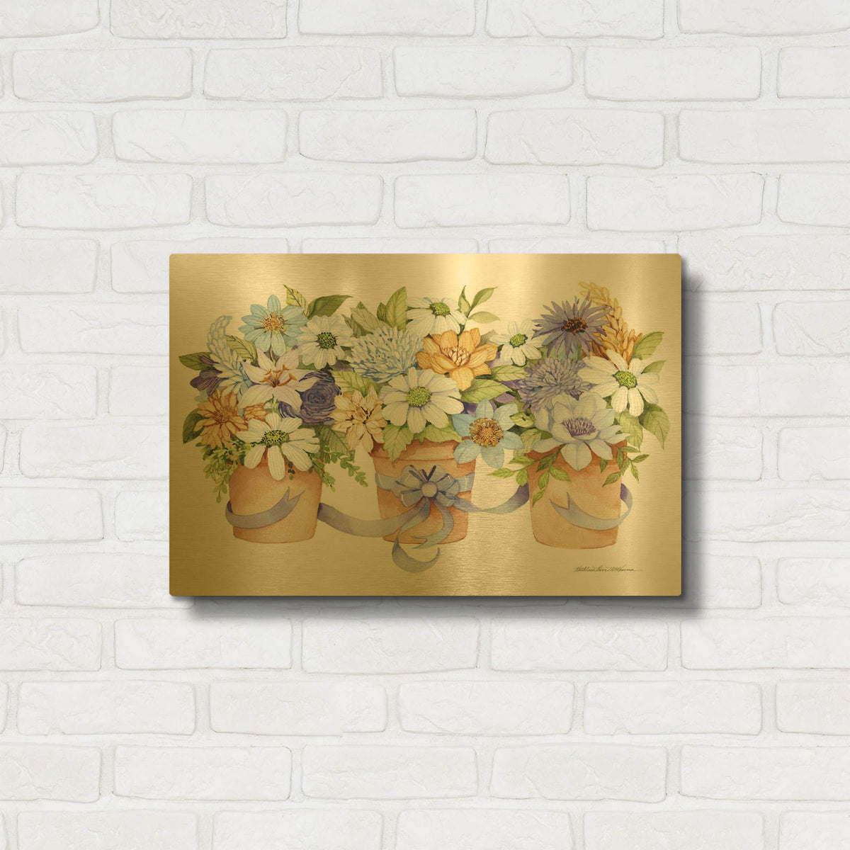 'Planters All Pretty' By Kathleen Parr Gold Metal Wall Art