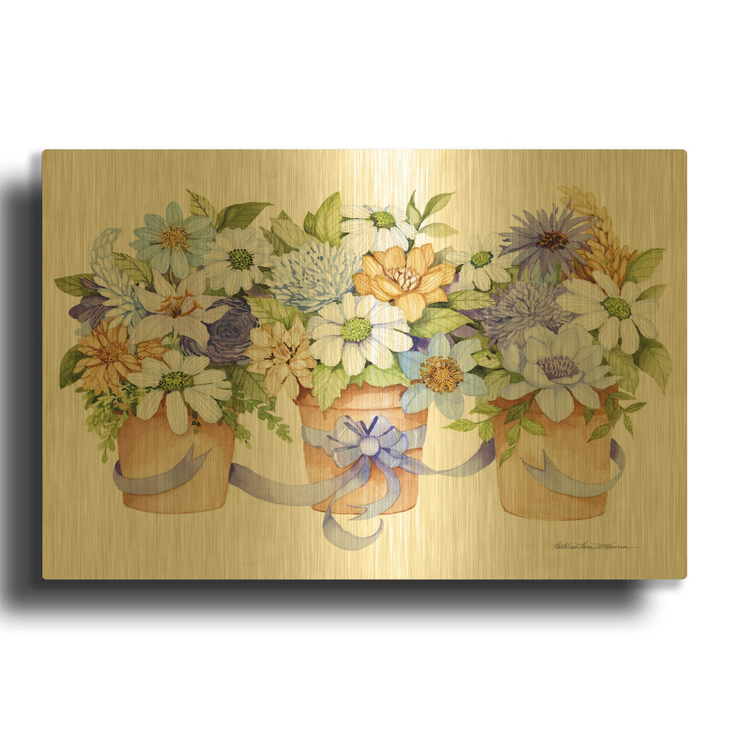 'Planters All Pretty' By Kathleen Parr Gold Metal Wall Art