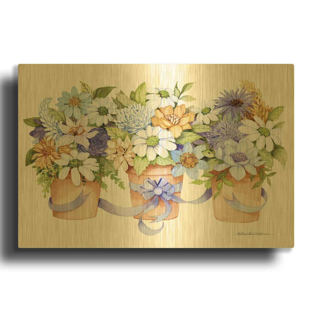 'Planters All Pretty' By Kathleen Parr Gold Metal Wall Art