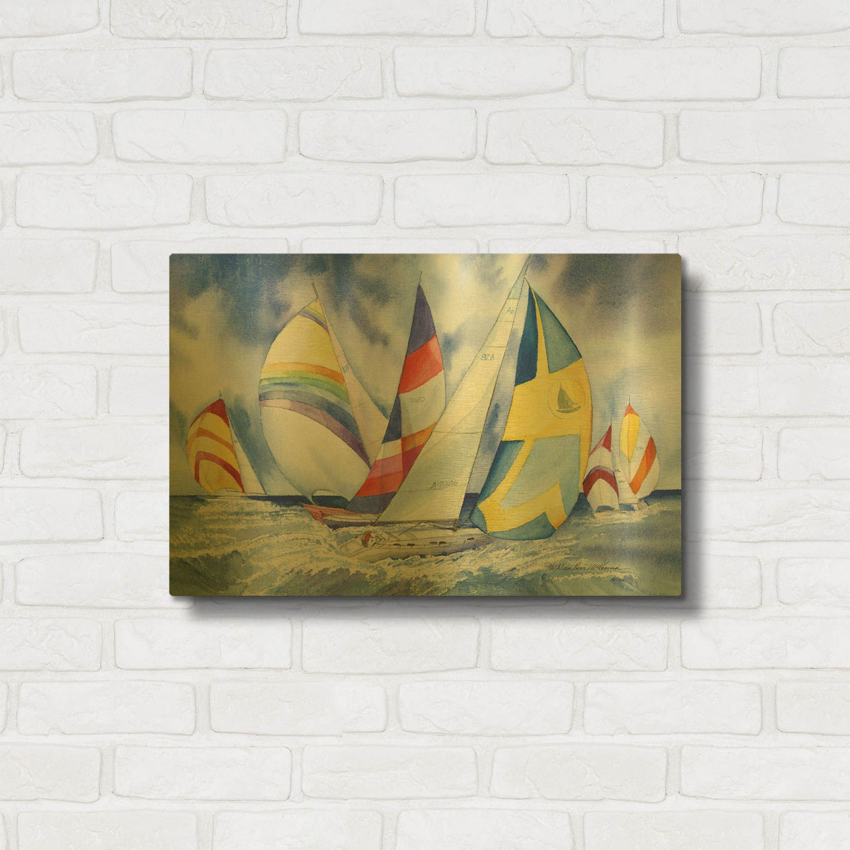 'Sailboats' By Kathleen Parr Gold Metal Wall Art