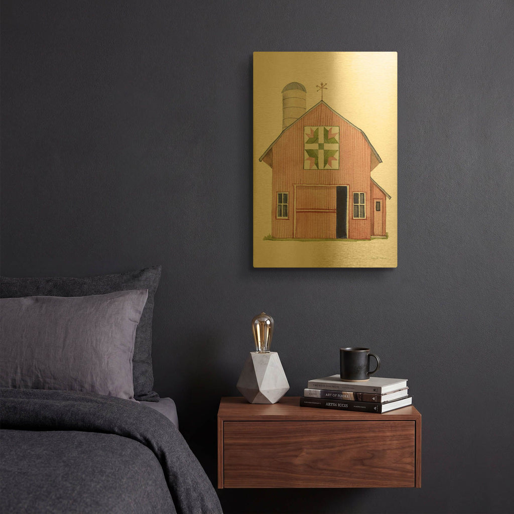 'Life on the Farm Barn Element 1' By Kathleen Parr Gold Metal Wall Art