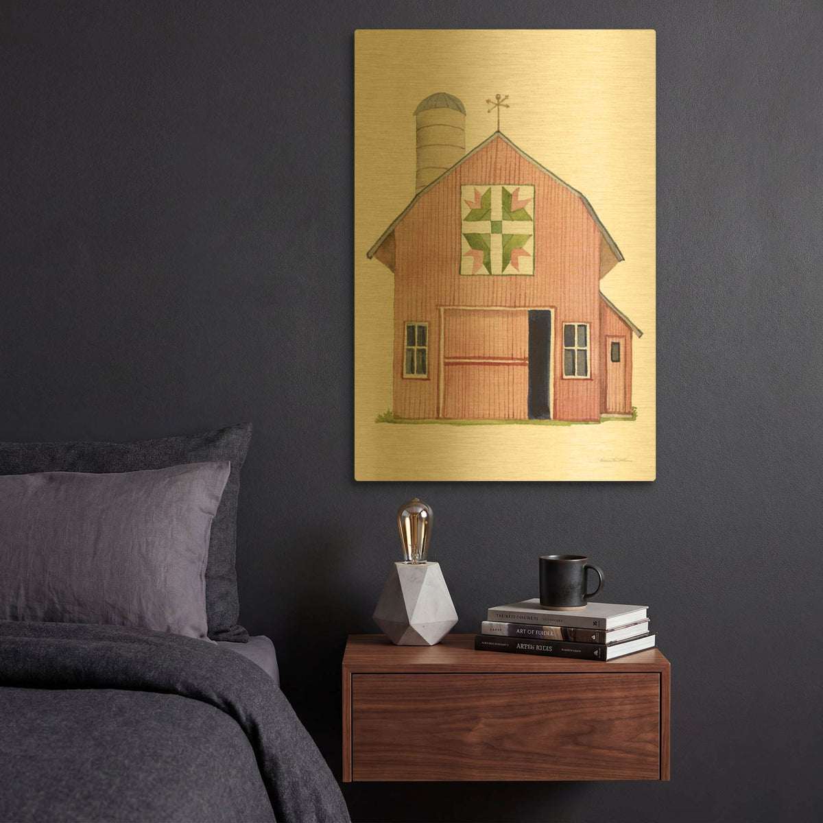 'Life on the Farm Barn Element 1' By Kathleen Parr Gold Metal Wall Art