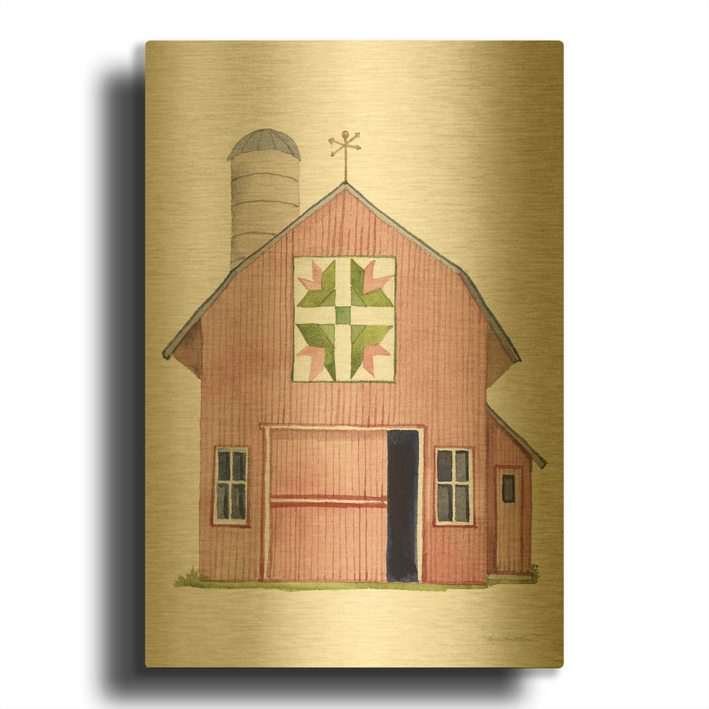 'Life on the Farm Barn Element 1' By Kathleen Parr Gold Metal Wall Art
