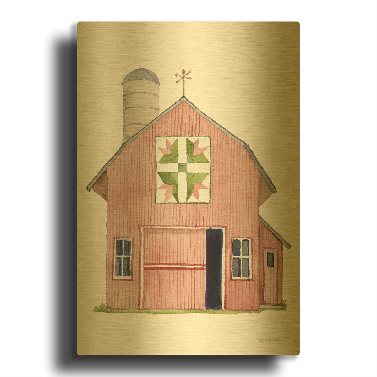 'Life on the Farm Barn Element 1' By Kathleen Parr Gold Metal Wall Art