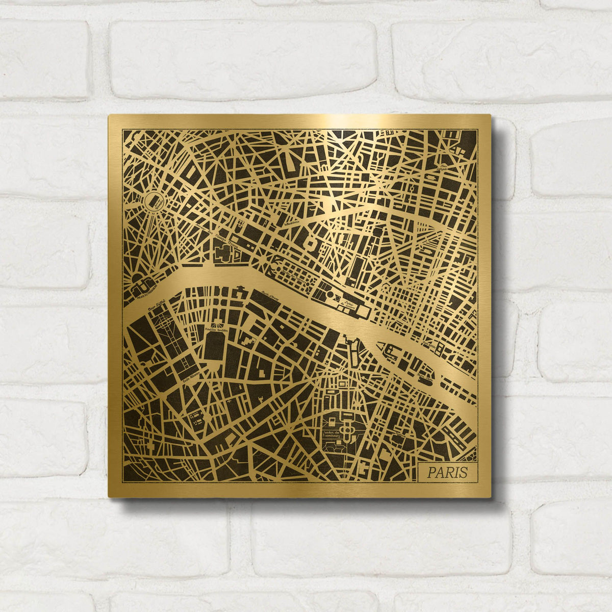 'Paris Map Black' By Laura Marshall Gold Metal Wall Art