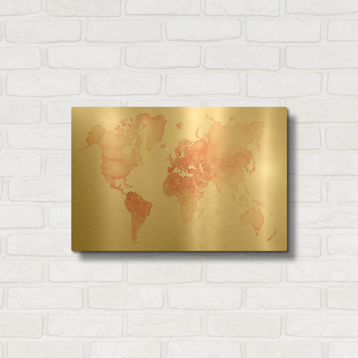 'Watercolor Wanderlust Coral' By Laura Marshall Gold Metal Wall Art