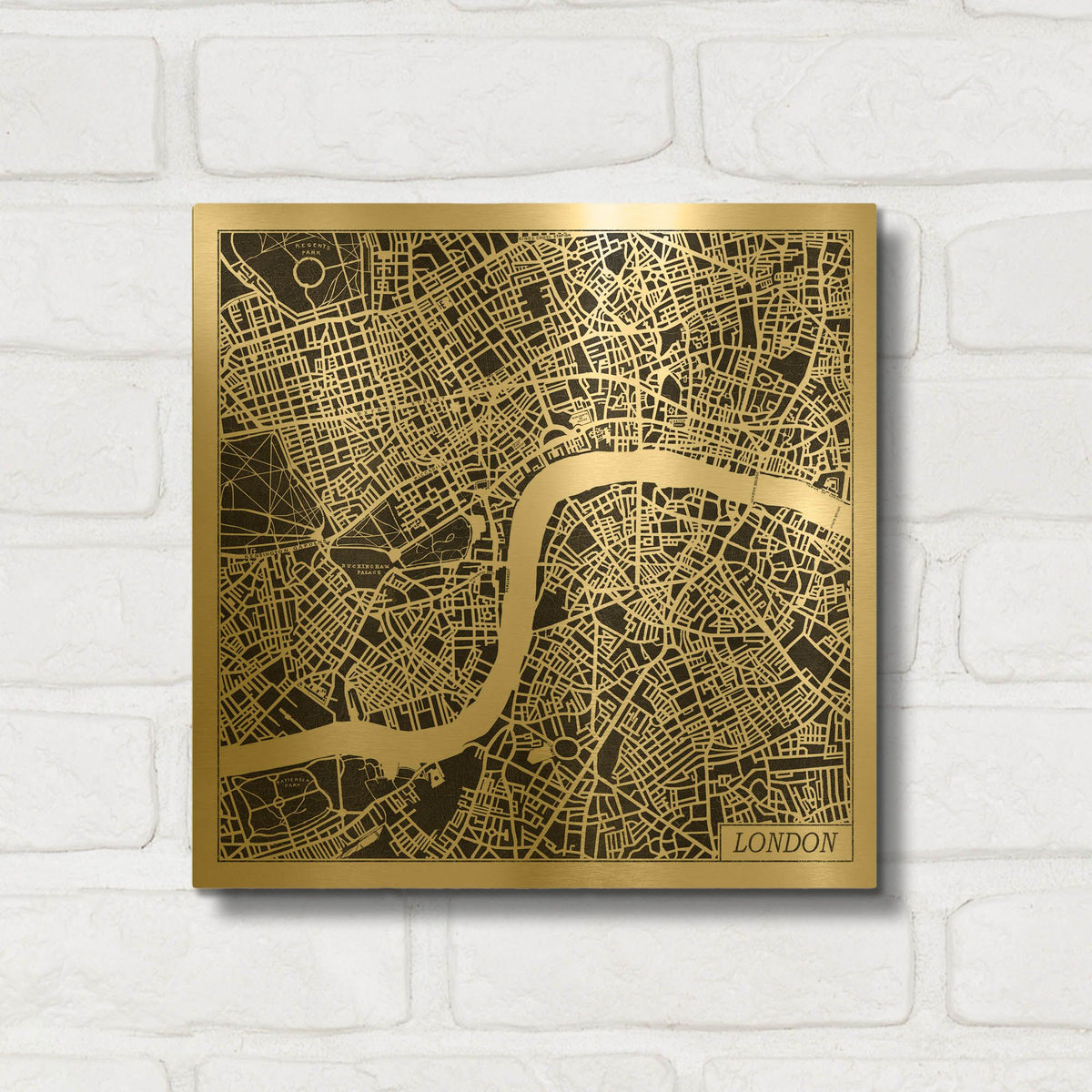 'London Map Black' By Laura Marshall Gold Metal Wall Art