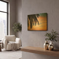 'Sunset Palms 1' By Laura Marshall Gold Metal Wall Art
