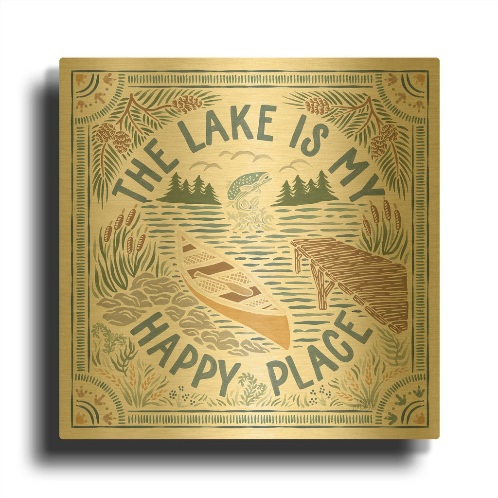 'Lakeside Days 3' By Laura Marshall Gold Metal Wall Art