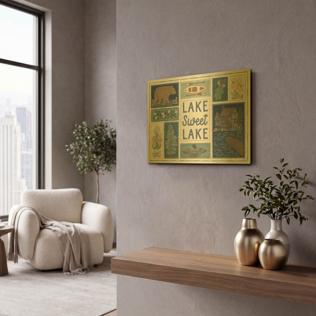 'Lakeside Days 6' By Laura Marshall Gold Metal Wall Art