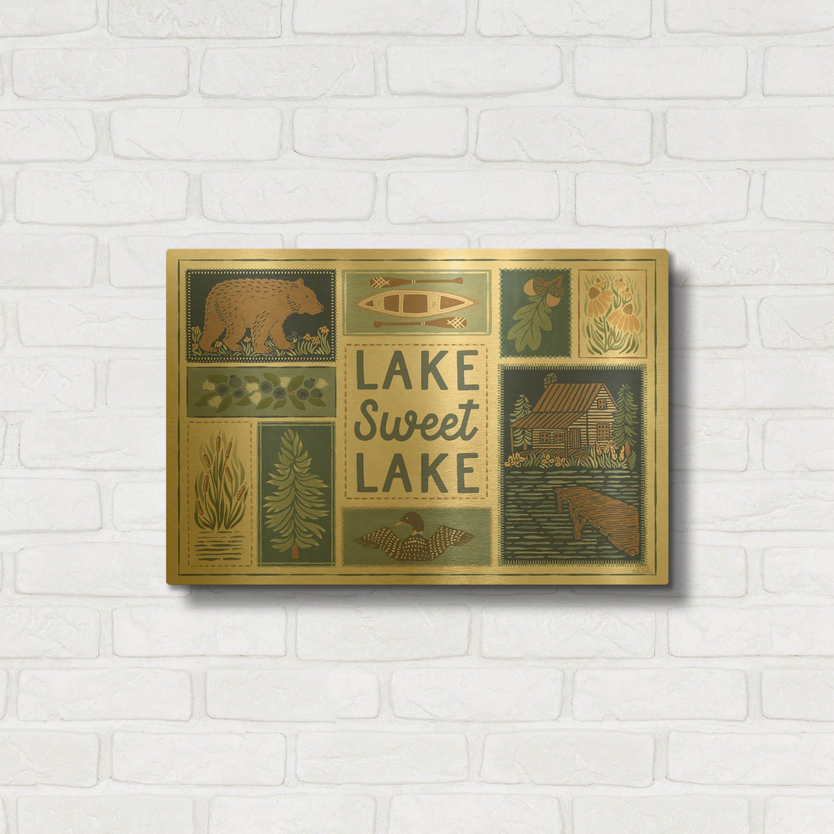'Lakeside Days 6' By Laura Marshall Gold Metal Wall Art