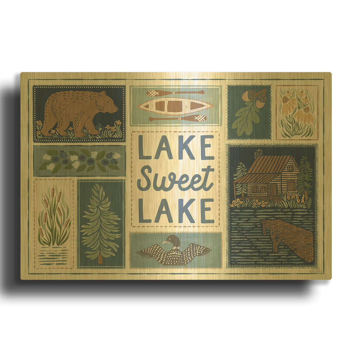 'Lakeside Days 6' By Laura Marshall Gold Metal Wall Art