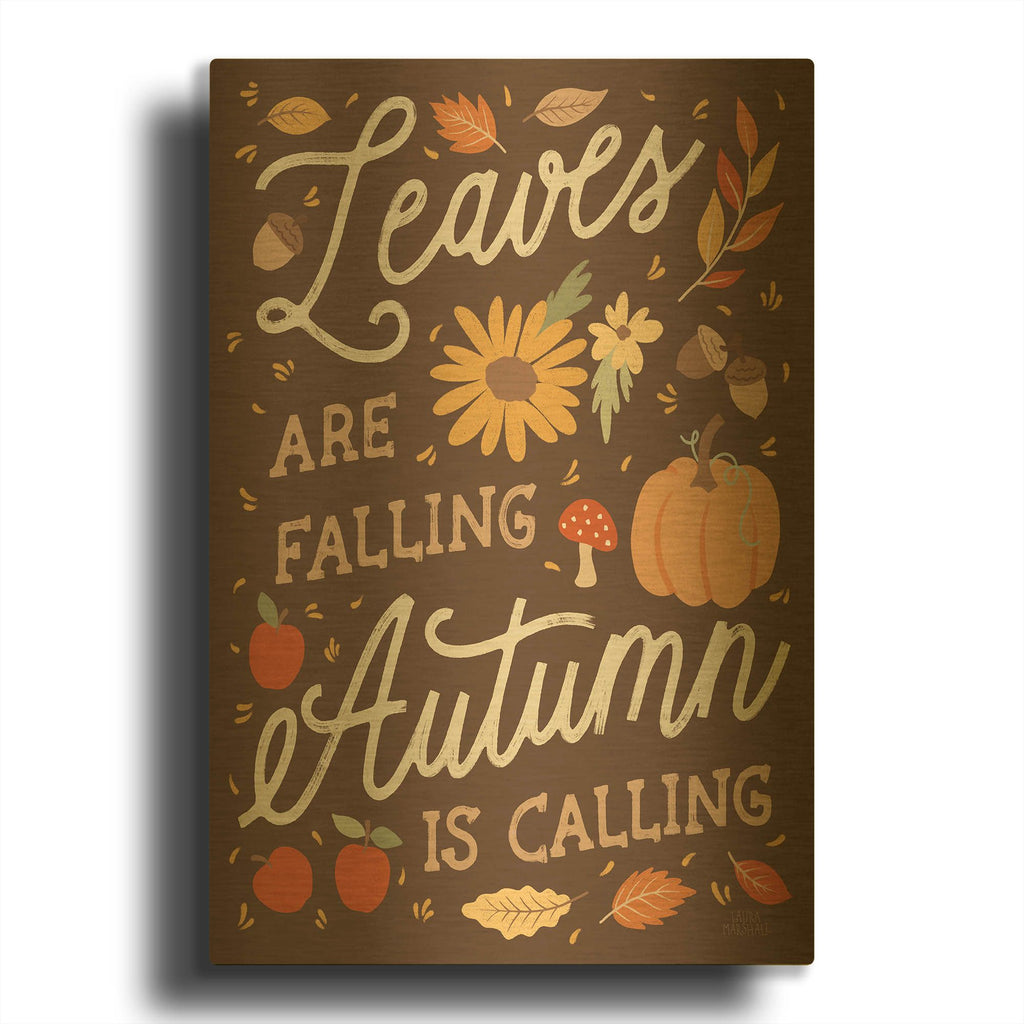 'Harvest Wishes 4' By Laura Marshall Gold Metal Wall Art