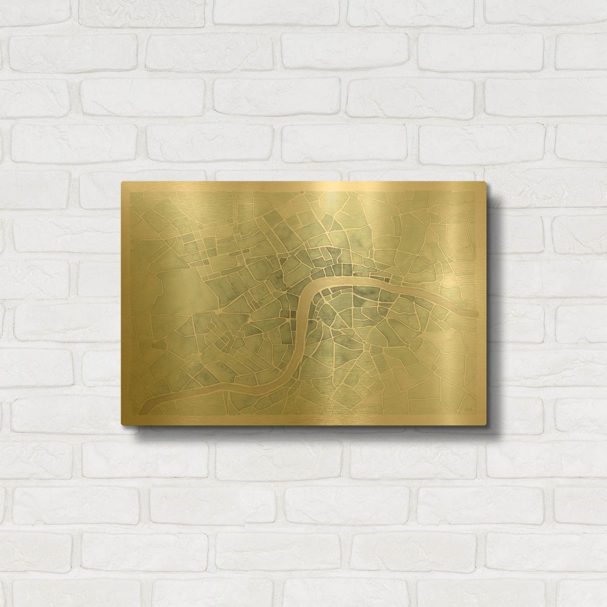 'Watercolor Wanderlust London Mint' By Laura Marshall Gold Metal Wall Art