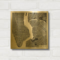 'New York Map Black' By Laura Marshall Gold Metal Wall Art