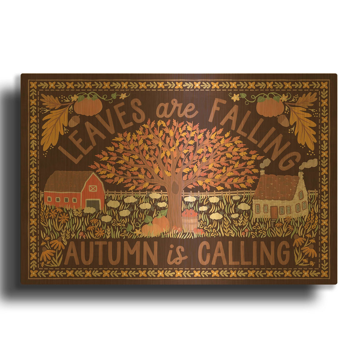 'Autumn Days 1 Dark' By Laura Marshall Gold Metal Wall Art