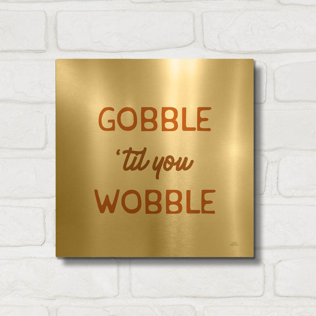 'Thanksgiving Typography 1' By Laura Marshall Gold Metal Wall Art