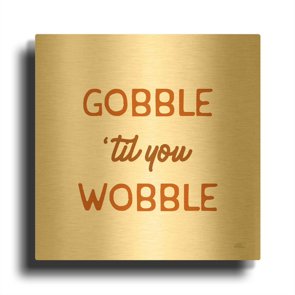 'Thanksgiving Typography 1' By Laura Marshall Gold Metal Wall Art